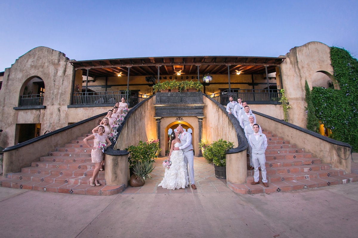 The grand double staircase at Hacienda Campo Rico in Carolina offer two of the most memorable outdoor ceremony on the entire island.