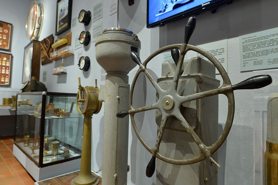 There is an assortment of replicas and styles of astrolabes at the Museo del Mar used to navigate by using stars.